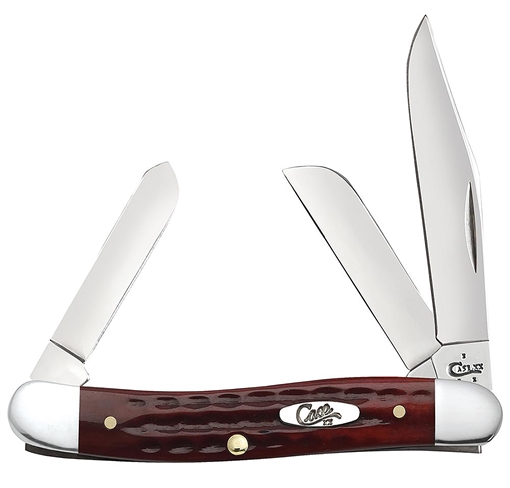 Picture of Case Stockman Medium 2.57"/1.88"/1.71" Folding Clip/Sheepsfoot/Spey Plain Mirror Polished Tru-Sharp SS Blade/Corn Cob Jigged Old Red Bone Handle 00786