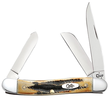 Picture of Case Stockman Medium 2.57"/1.88"/1.71" Folding Clip/Sheepsfoot/Spey Plain Mirror Polished Tru-Sharp SS Blade/Brown Jigged 6.5 BoneStag Handle 03578