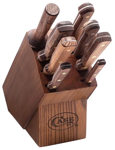 Picture of Case Household Cutlery Set Plain/Serrated Satin Tru-Sharp SS Blade Walnut Handle 9 Piece 10249