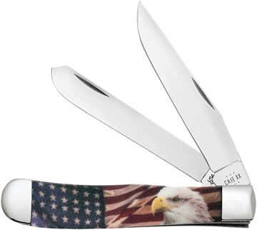 Picture of Case Patriot Trapper 3.24"/3.27" Folding Clip Point/Spey Plain Red/White/Blue, Mirror Polished Tru-Sharp SS Blade, Smooth Synthetic Handle 10647