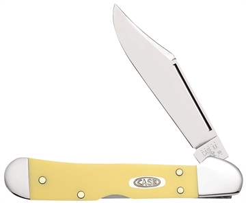 Picture of Case CopperLock Mini 2.72" Folding Clip Point Plain Mirror Polished Carbon Steel Blade, Yellow Synthetic Handle 30116