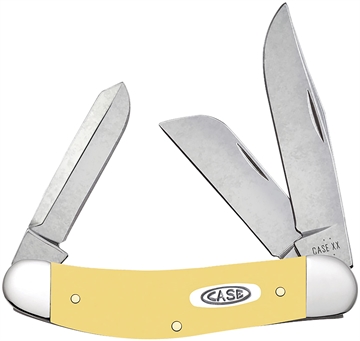 Picture of Case 30118 Sowbelly  Folding Clip Point/Sheepsfoot/Spey Plain Mirror Polished Tru-Sharp SS Blade, Smooth Yellow Synthetic Handle