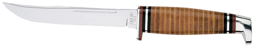 Picture of Case Utility Hunter 5" Fixed Clip Point Plain Mirror Polished Tru-Sharp SS Blade/4.50" Grooved Leather Handle Includes Sheath 00 381