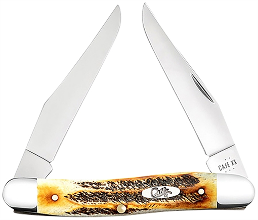 Picture of Case Muskrat 2.90" Folding Clip Point Plain Polished Tru-Sharp SS Blade, Burnt Dark Amber 6.5 BoneStag Handle 65346