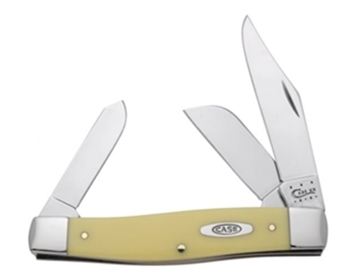 Picture of Case Stockman Large Folding Clip Point/Spey Plain Tumble Polish Carbon Steel Blade/Smooth Yellow Synthetic Handle 00203