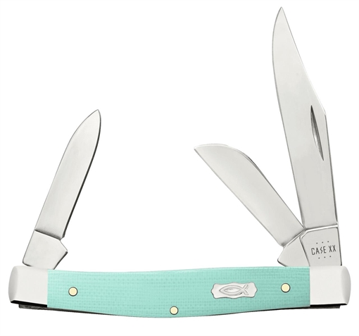 Picture of CASE KNIVES MED STCKM 31/4" 3BL SEAFOAM GRN G-10 18102