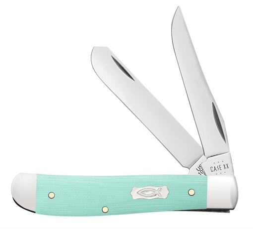 Picture of CASE KNIVES MINI TRAPPER 31/2" 2BL SEAFOAM GRN G-10 18101