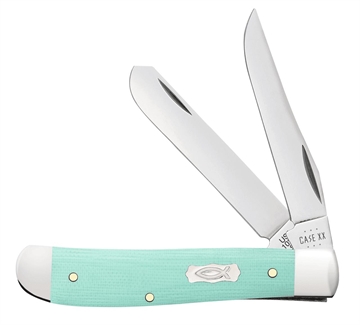 Picture of CASE KNIVES MINI TRAPPER 31/2" 2BL SEAFOAM GRN G-10 18101