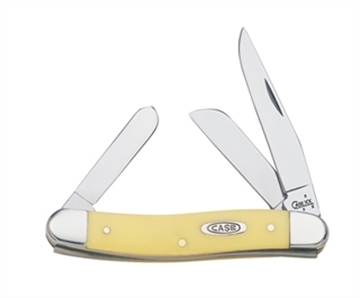 Picture of Case Stockman Medium 2.57"/1.88"/1.71" Folding Clip/Sheepsfoot/Spey Plain Tumble Polish Chrome Vanadium Steel Blade/Yellow Synthetic Handle 00035