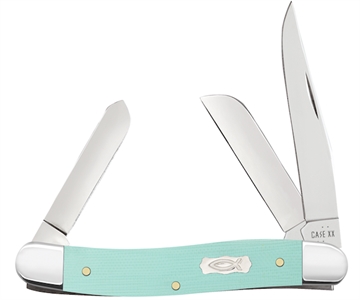 Picture of CASE KNIVES MED STKM 3BL 33/8" SEAFOAM GRN G10 18111