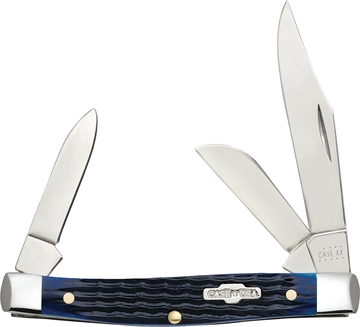 Picture of Case Stockman Medium 2.42"/1.58"/1.57" Folding Clip/Sheepsfoot/Pen Plain Mirror Polished Tru-Sharp SS Blade/Rogers Corn Cob Jigged Blue Bone Handle 02806