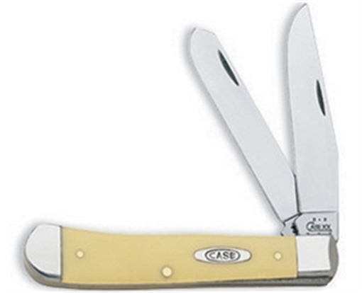 Picture of Case Trapper 3.25"/3.27" Folding Clip Point/Spey Plain Tumble Polish Chrome Vanadium Steel Blade/Yellow Synthetic Handle 00161