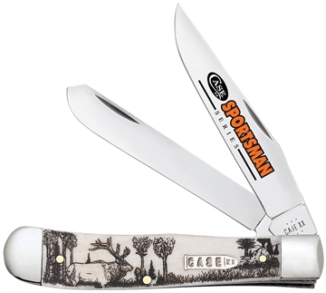 Picture of Case Trapper Sportsman Folding Clip Point/Spey Plain Mirror Polished Tru-Sharp SS Blade/Elk Embellished Natural Bone Handle 81222