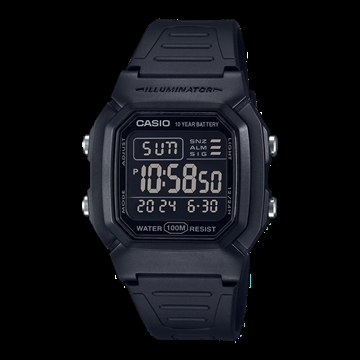 Picture of Casio Classic Digital Watch w/ Blackout Dial, Dual Time & 5 Alarms W800H-1BV