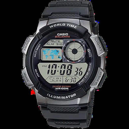 Picture of Casio Classic World Time Digital Watch w/ 100 Meter Water-Resistance AE1000W-1BVCF
