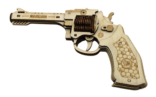 Picture of Caliber Gourmet Wood Revolver Puzzle, Brown CBG-PZ-04R CBG-PZ-4R
