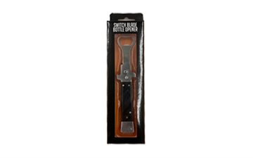 Picture of Caliber Gourmet Switchblade Style Bottle Opener, Black and Silver CBG-BF-1024