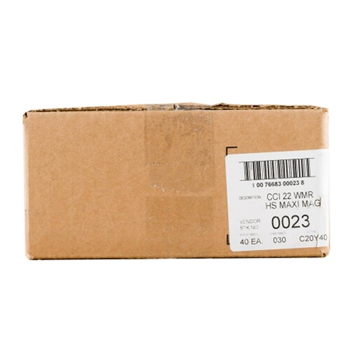 Picture of CCI Maxi-Mag Rimfire Ammunition .22 WMR 40 gr TMJ 1875 fps 2000/ct Case (40-50/ct Boxes) 23CASE