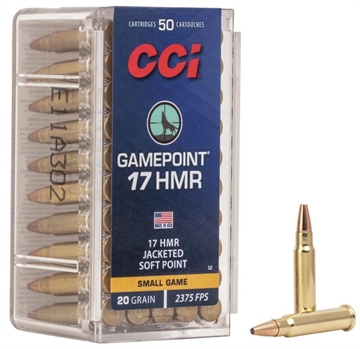 Picture of CCI .17 HMR GamePoint Rimfire Ammunition .17 HMR 20 gr JSP 2375 fps 2000/ct Case (40-50/ct Boxes) 52CASE
