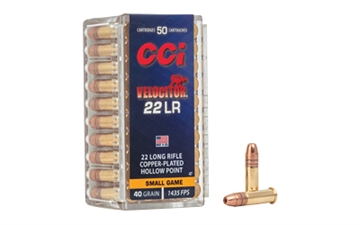 Picture of CCI Velocitor Rimfire 22LR 40gr Copper Plated Hollow Point 50 Per Box/100 Case 0047