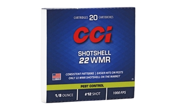 Picture of CCI Ammunition Shotshell 22WMR, 52 Grain, Shotshell #12, 20 Round Box 25 0025