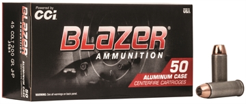 Picture of CCI Blazer Handgun 45Colt 200gr Jacketed Hollow Point 50 Per Box/20 Case 3584