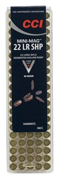 Picture of CCI Mini-Mag High Velocity 22LR 40gr Segmented Hollow Point 100 Per Box/50 Case 36CC