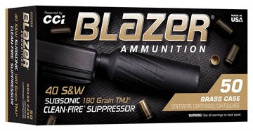 Picture of CCI 40 S&W 180GR TMJ BLAZER BRASS CLEAN-FIRE SUPPRESSOR  50  5220S 604544706116