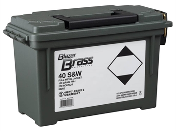 Picture of CCI Blazer Brass 40 S&W 180 gr Full Metal Jacket (FMJ) 250 Bx/ 1 Cs (Plano Can) 52202