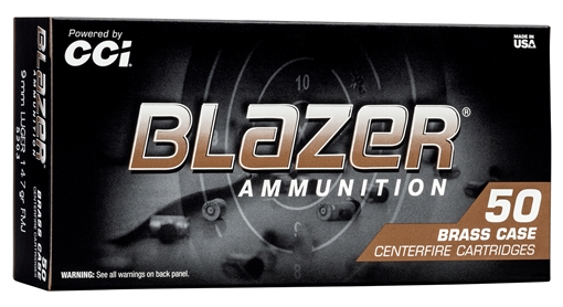 Picture of CCI 9MM LUGER 147GR TMJ BLAZER BRASS C-F SUPPRESSOR  50  5203S 604544707656