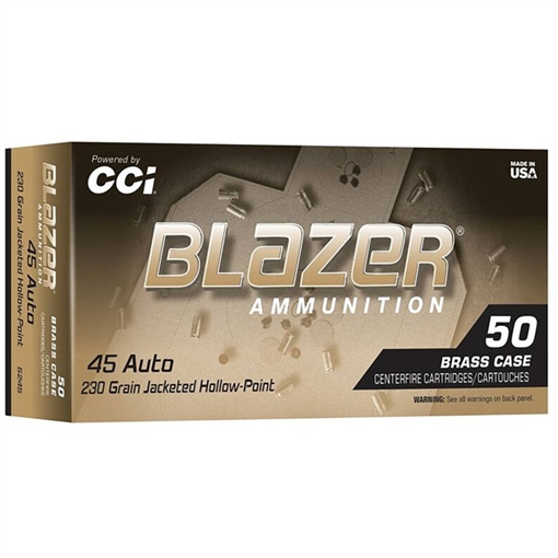 Picture of Blazer Ammunition Blazer Brass Hollow Point, 45 ACP, 230 Grain, Jacketed Hollow Point, 50 Round Box 5245