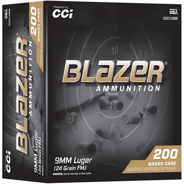 Picture of CCI CCI Blazer Brass Pistol Ammo 9mm Luger 124gr. FMJ 200 rd. 52012BB