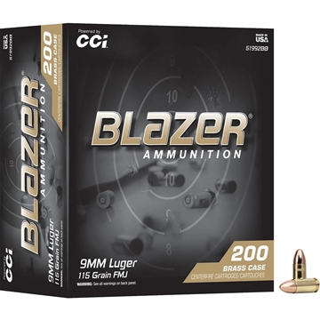 Picture of CCI CCI Blazer Brass Pistol Ammo 9mm Luger 115gr. FMJ 200 rd. 51992BB