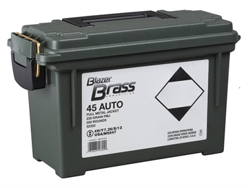 Picture of CCI BLAZER BRASS PLANO CAN PROMO AMO 45ACP 230GR FMJ AMMO CAN 200RD 52302