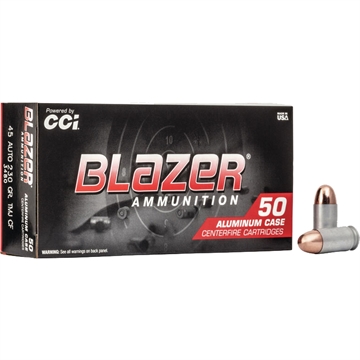 Picture of CCI Blazer Aluminum Handgun Ammunition Clean-Fire .45 Auto 230 gr FMJ 845 fps 50/ct 3480