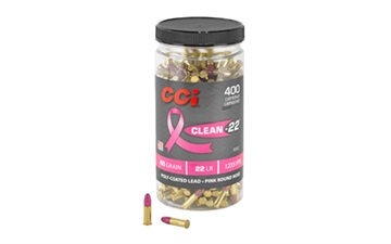 Picture of CCI High Velocity Clean-22 Ammunition Pink .22LR 40gr Poly Coated LRN 1235 fps 400/ct 955CC
