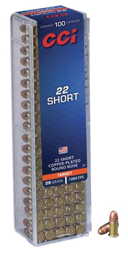 Picture of CCI CPRN Rimfire Ammunition .22 Short 29 gr CPRN 1080 fps 5000/ct Case (50-100/ct Boxes) 27CASE