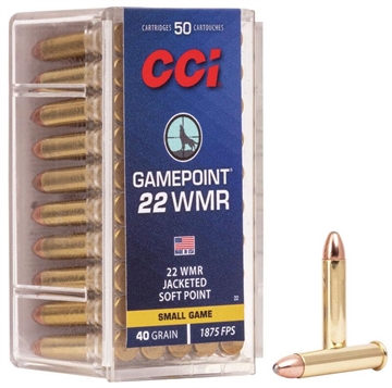 Picture of CCI Gamepoint Rimfire Ammunition .22 WMR 40 gr JSP 1875 fps 2000/ct (40-50/ct Boxes) 22CASE