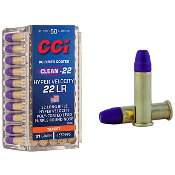 Picture of CCI CCI Hyper Velocity Clean Rimfire Ammo 22 LR. 31 gr. LN Purple 50 rd. 954CC