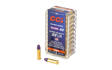 Picture of CCI Ammunition Clean-22, HYPER VELOCITY, 22 LR, 31 Grain, Lead Round Nose, 50 Round Box 954CC