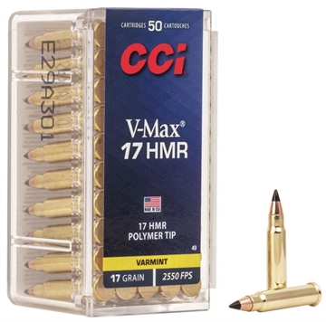 Picture of CCI Rimfire Ammunition .17 HMR 17 gr VMax 2550 fps 2000/ct Case (40-50/ct Boxes) 49CASE