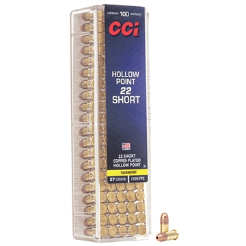 Picture of CCI Ammunition High Velocity, 22S, 27 Grain, Gilded Lead Hollow Point, 100 Round Box 28 0028