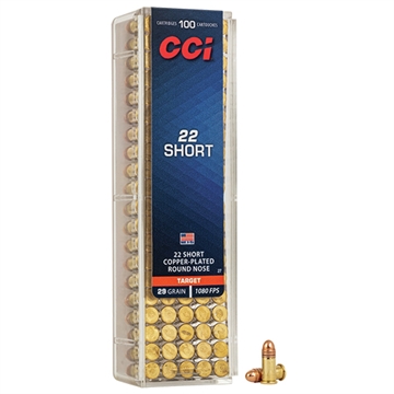 Picture of CCI CCI Target & Plinking Rimfire Ammo 22 Short 29 gr. Copper-Plated Round Nose 100 rd. 0027