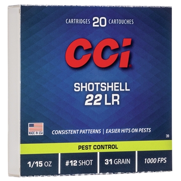Show details for CCI SHOTSHELL PROMO AMO 22LR SHOTSHELL 20RD (10 PER SLEEVE 100 BOX CASE) 0039 Picture of CCI SHOTSHELL PROMO AMO 22LR SHOTSHELL 20RD (10 PER SLEEVE 100 BOX CASE) 0039