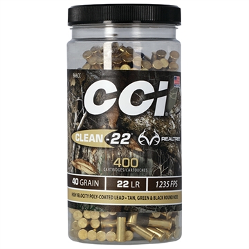 Picture of CCI Clean-22 HV Target Realtree Rimfire Ammuniton .22 LR 40gr LRN 1235 fps 400/ct 966CC