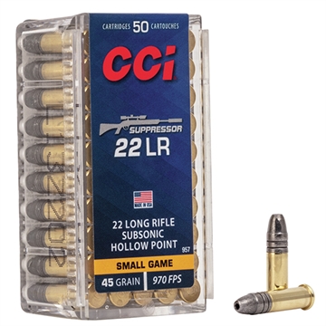 Picture of CCI 957 Suppressor Small Game 22LR 45gr Lead Hollow Point 50 Per Box/100 Case 957 0957