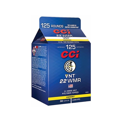 Picture of CCI VNT Rimfire 22WMR 30gr Varmint Tipped 125 Per Box/10 Case 929CC