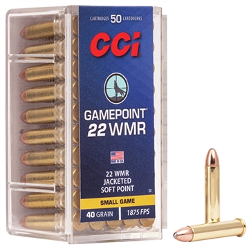 Picture of CCI Gamepoint Rimfire 22WMR 40gr Jacketed Soft Point 50 Per Box/40 Case 0022