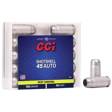 Picture of CCI Ammunition Shotshell, 45ACP, 120 Grain, Shotshell, #9 Shot Size, 10 Round Box 3745