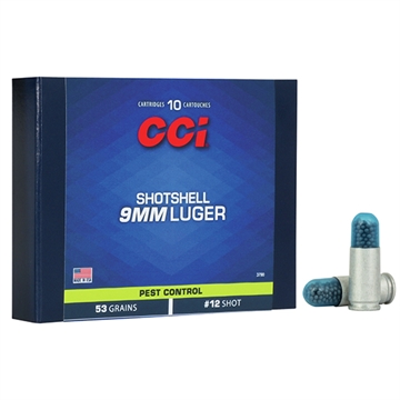 Picture of CCI Ammunition Shotshell, 9MM, 53 Grain, Shotshell, #12 Shot Size, 10 Round Box 3790